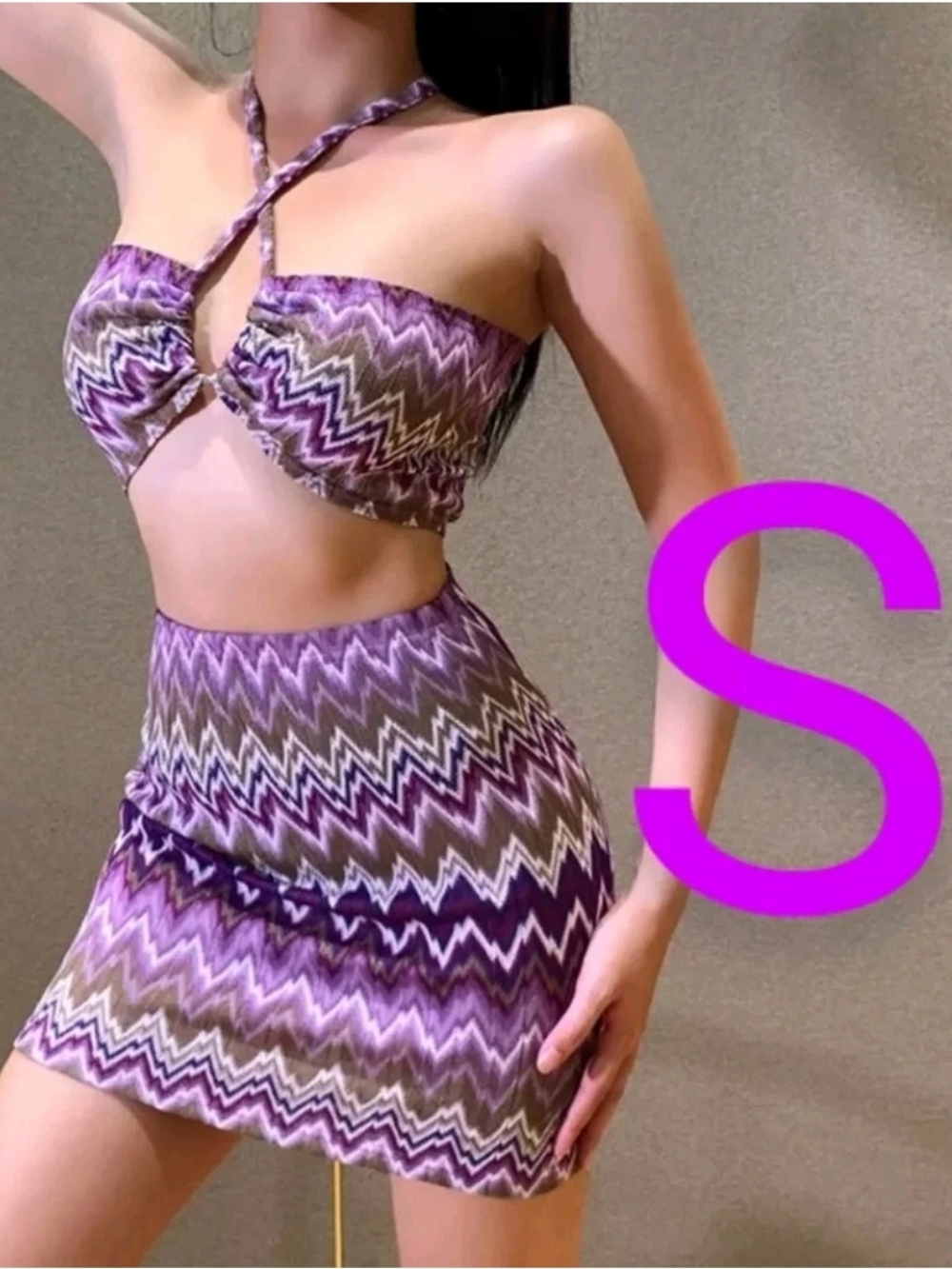 🆕Purple Abstract Knit Two Piece Skirt Set~Size S
